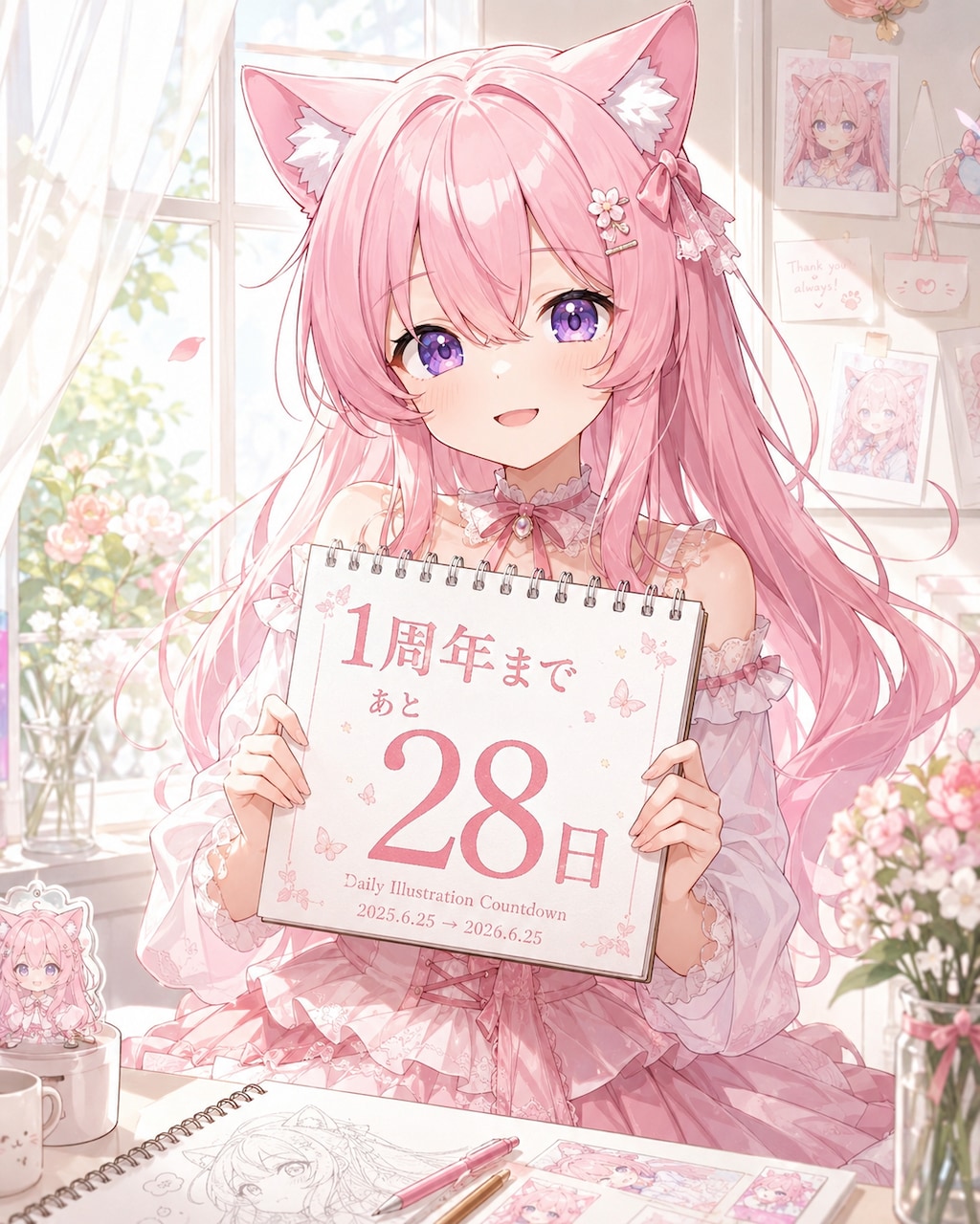 デイリーイラスト1周年カウントダウン