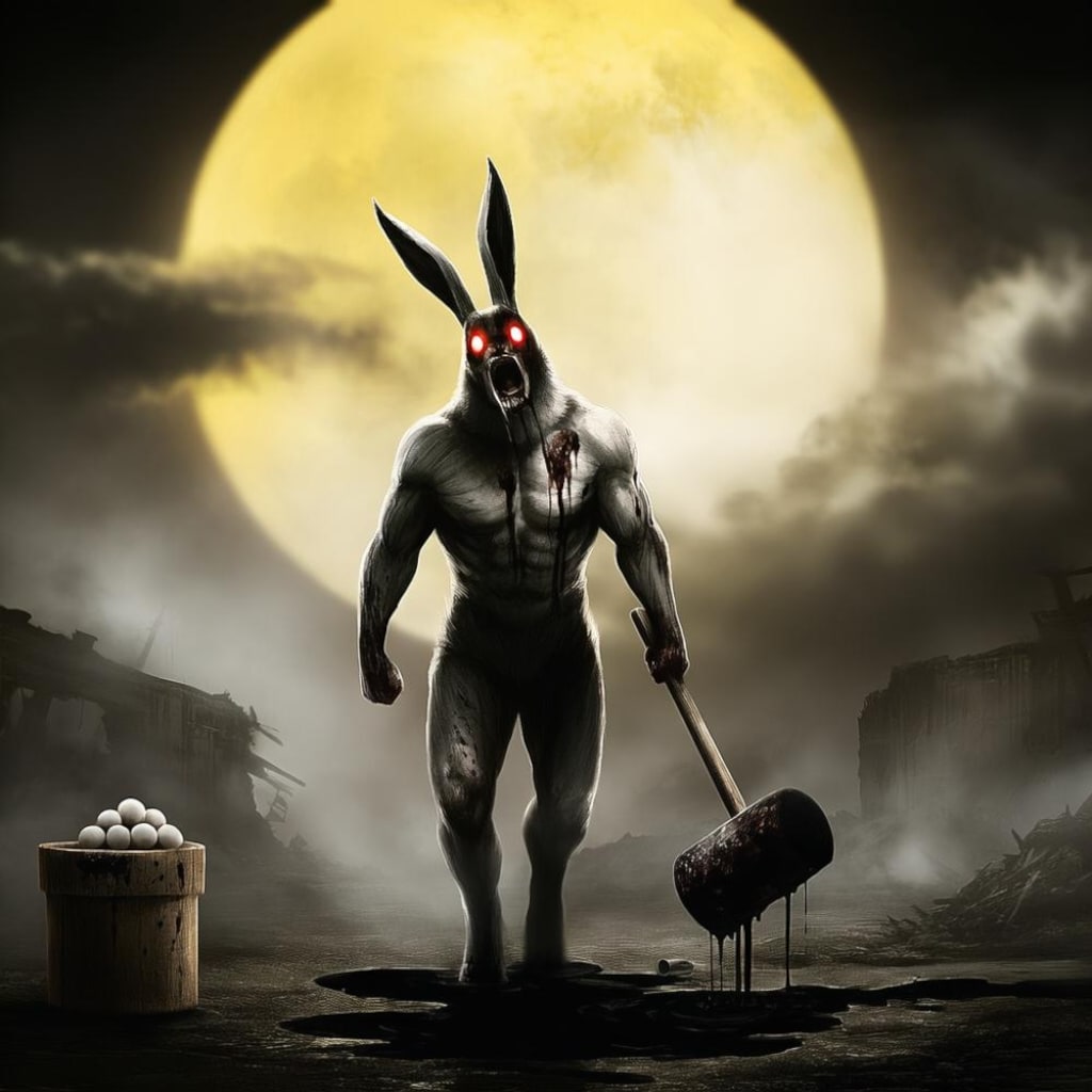 ファンタジー風水彩ウサギのお月見＆ホラー風お月見うさぎに追われる悪夢