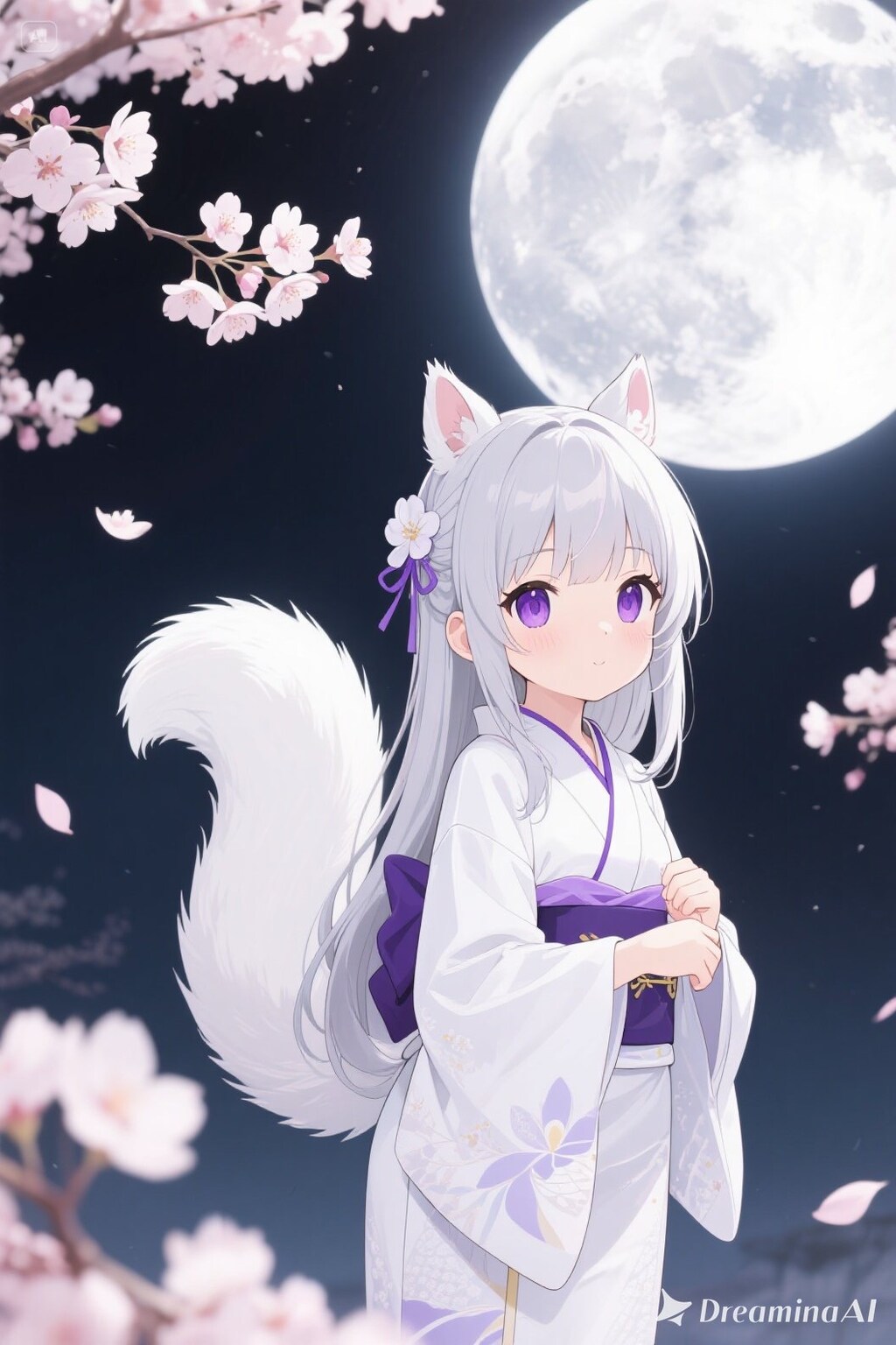 夜桜とリスの御神体