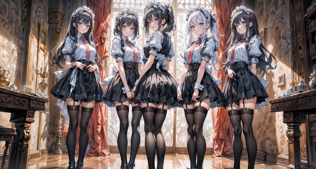 メイドさん軍団（絶対領域）