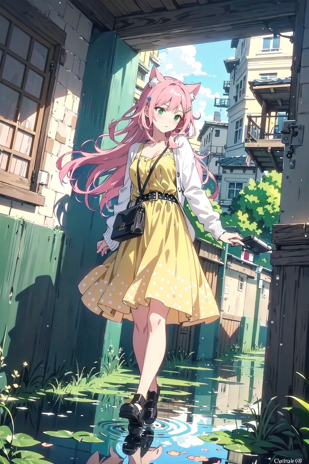 も〜💦せっかくおめかししてきたのに、下がびちゃびちゃじゃん🐱💦