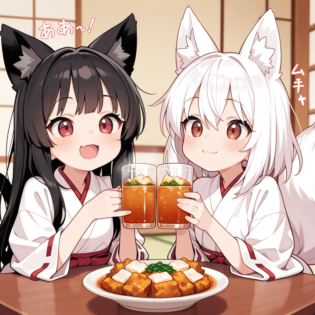 さくらちゃんと御神体様、厚揚げでグイっと！！