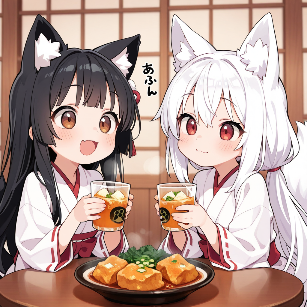 さくらちゃんと御神体様、厚揚げでグイっと！！