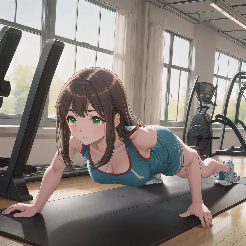 茶髪ロングで筋トレの少女２