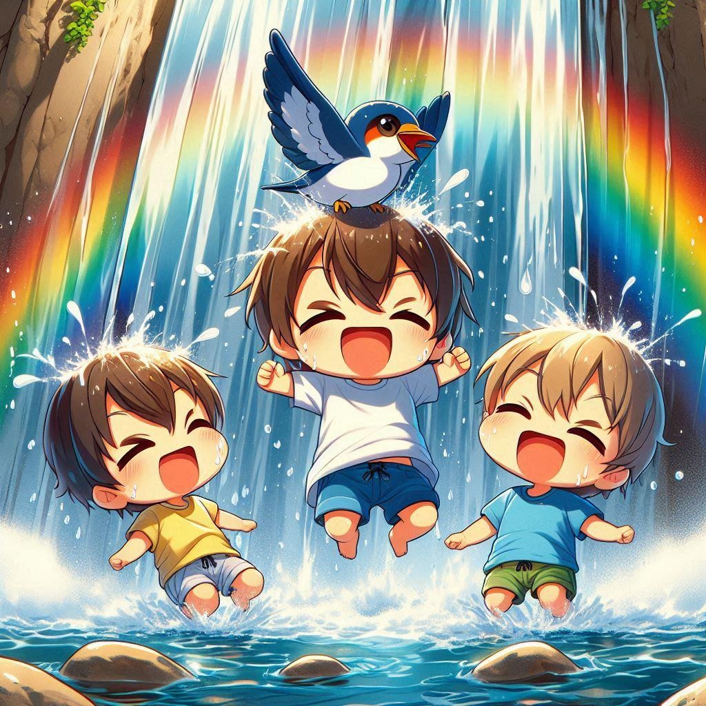 滝とイワツバメ