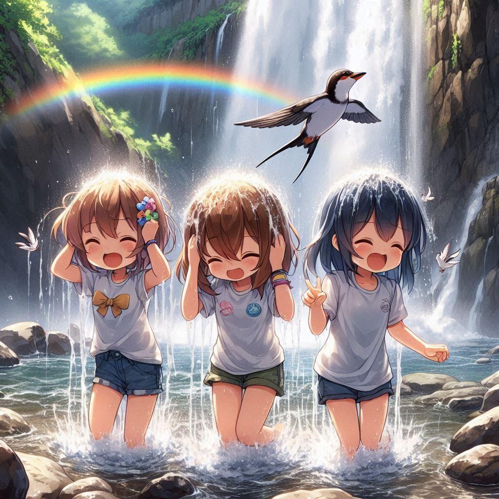 滝とイワツバメ