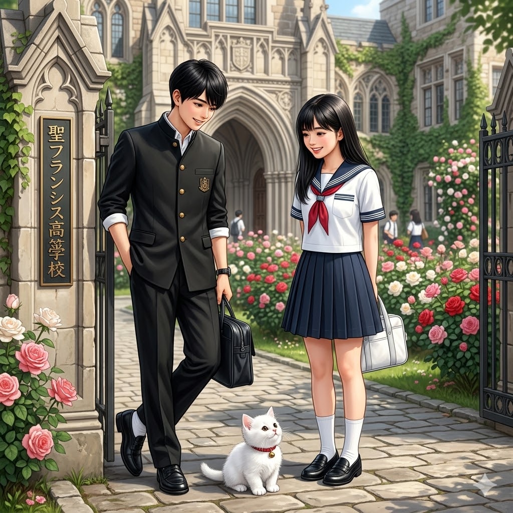 若いカップルと子猫