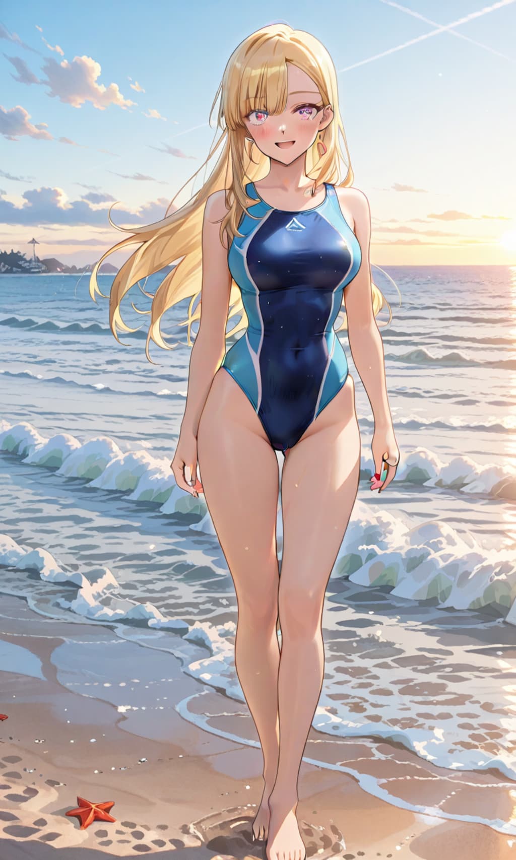 白と青で