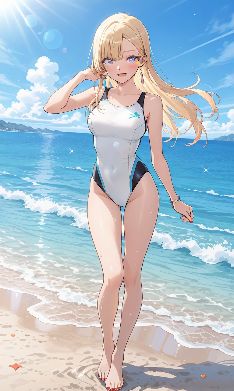 白と青で