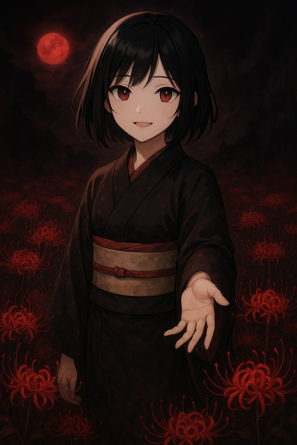 闇夜へと誘う女性。