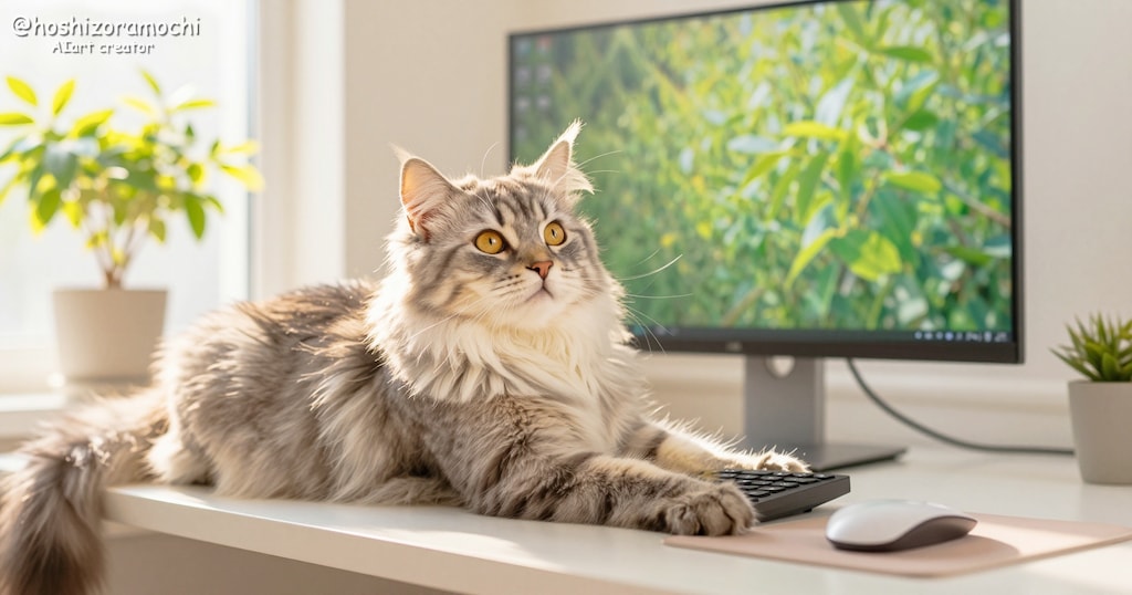 ボクもお仕事お手伝いするニャ🐾 デスクワークを邪魔するモフモフ助手