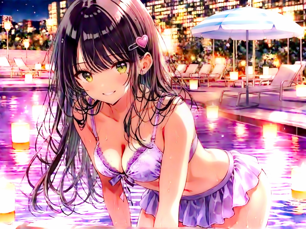 ナイトプールにて