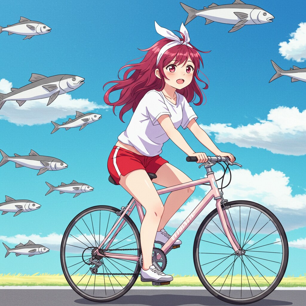 自転車に乗る レンちゃん