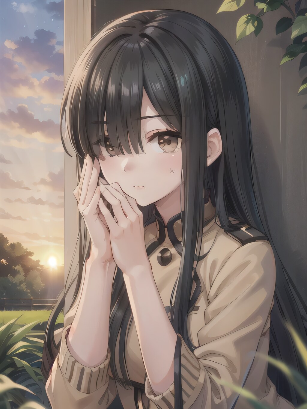 黒髪ロングで洋装の少女