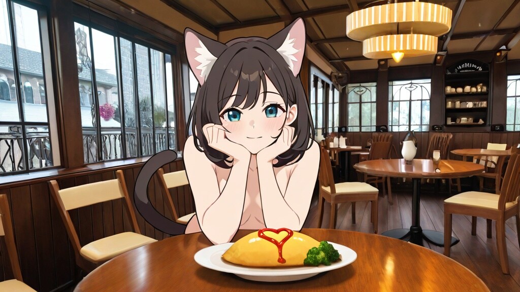 猫を愛でながらオムライスを食べられるカフェ