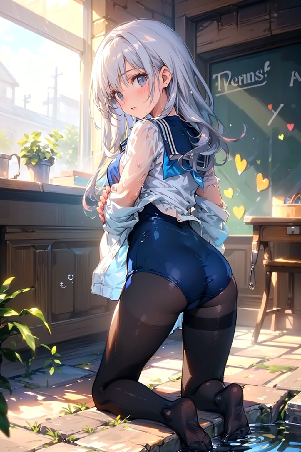 セーラー服スクール水着黒ストッキング