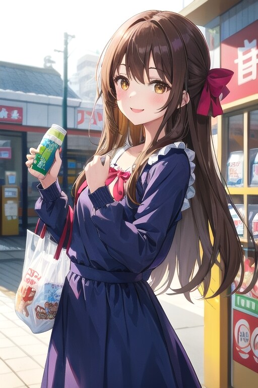 コンビニ帰りのなごみちゃん🏪🍙💓 | の人気AIイラスト・グラビア