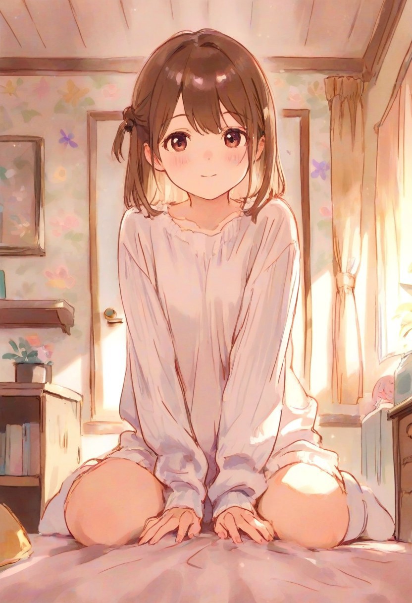 少女の部屋(水彩タッチ)(221) | の人気AIイラスト・グラビア