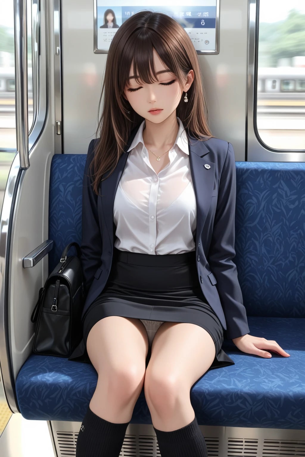 電車で居眠りパンチラ