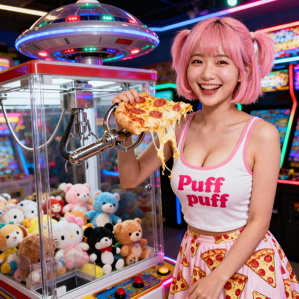 ゲーセンのピンク髪の人