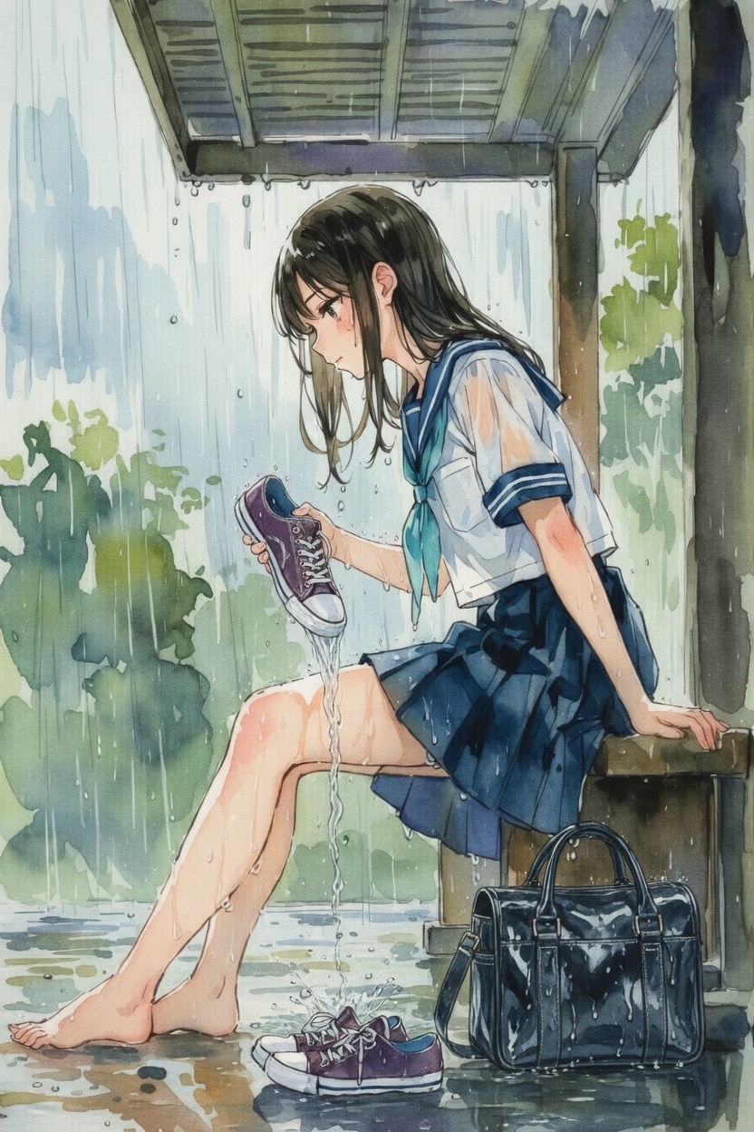 ゲリラ豪雨に遭って