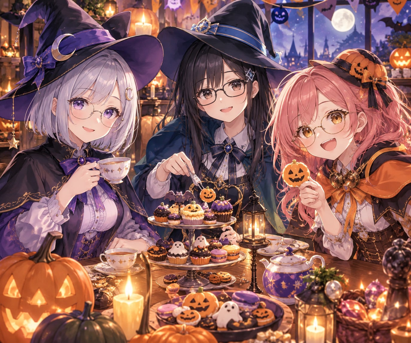 3人一緒の「ハロウィンパーティー」 | の人気AIイラスト・グラビア