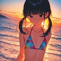 夕暮れと少女 2枚目