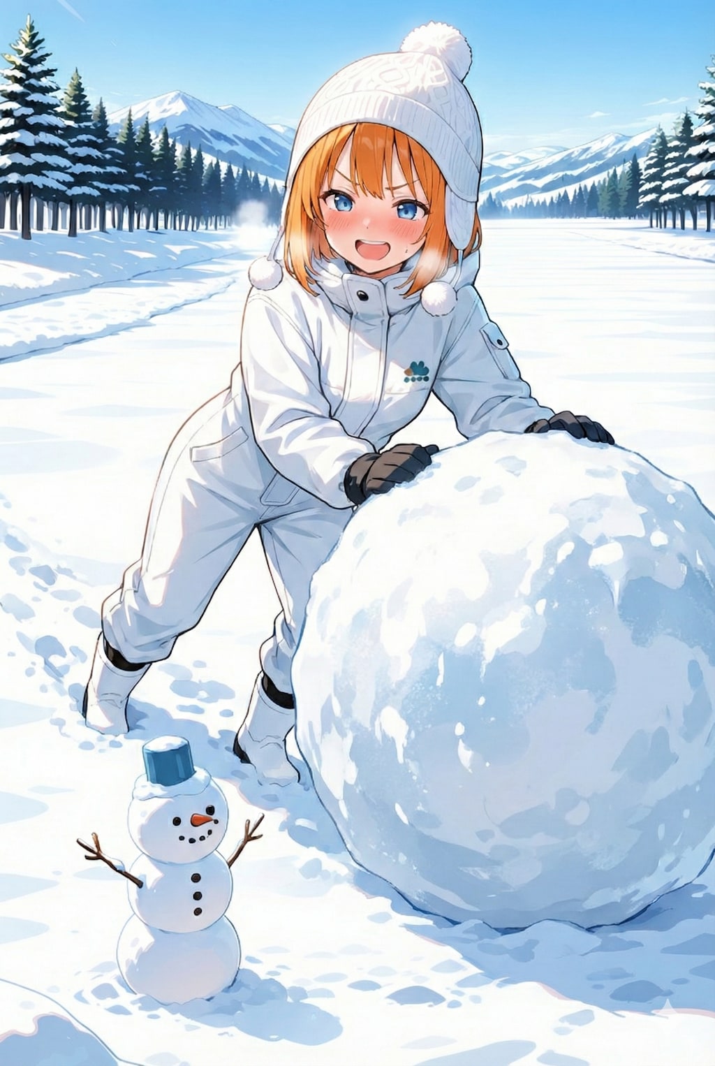 次はでっかい雪だるまを作るぞー♪