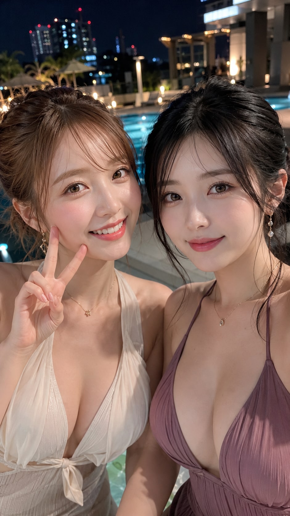 ナイトプールの2ショット