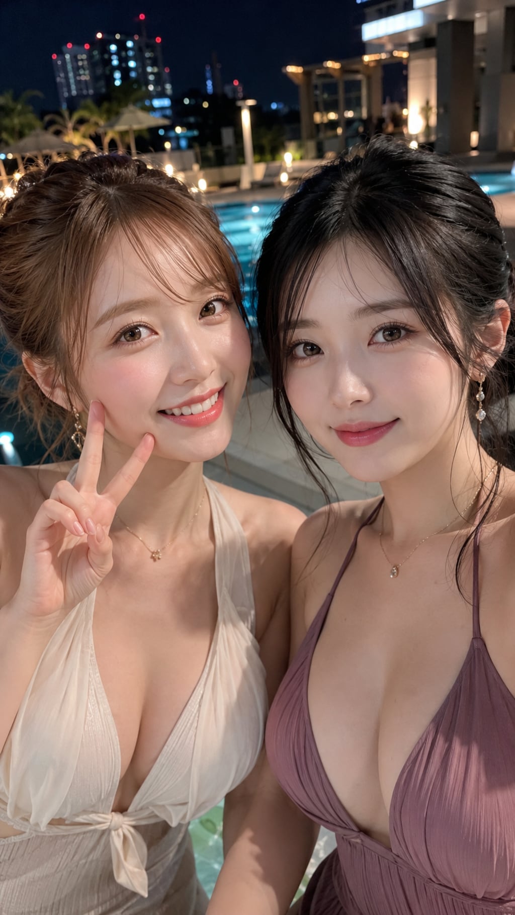 ナイトプールの2ショット