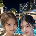 ナイトプールの2ショット 6枚目