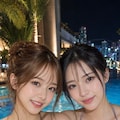 ナイトプールの2ショット 5枚目
