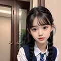 三つ編みをした制服少女 4枚目