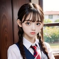 三つ編みをした制服少女 6枚目