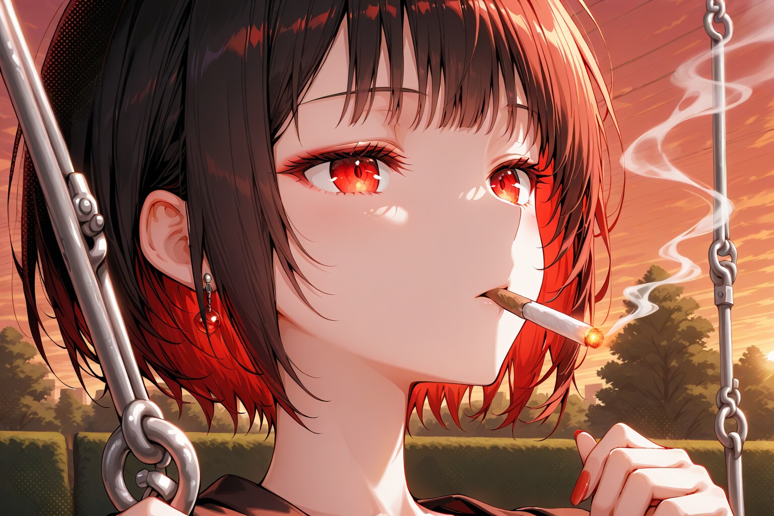 茜空と紫の煙 | の人気AIイラスト・グラビア