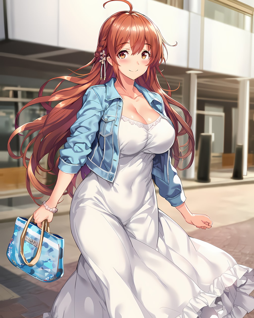 ☁️曇り空の朝も軽やかに✨Gジャン×白ワンピ通勤