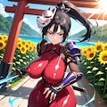 夏の狐面忍者コスプレ人妻鍛錬 2枚目