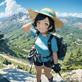 夏山登山を楽しむ少女たち 3枚目