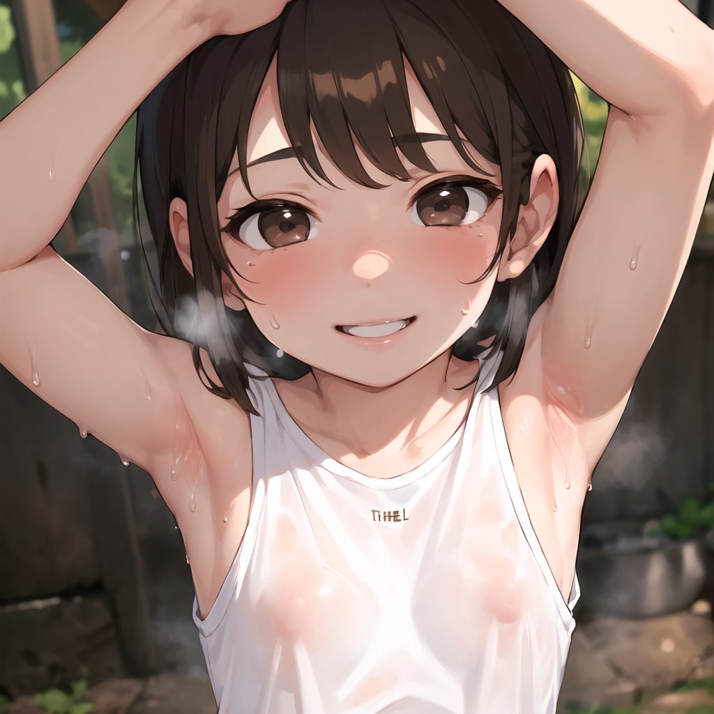 汗だく透け少女