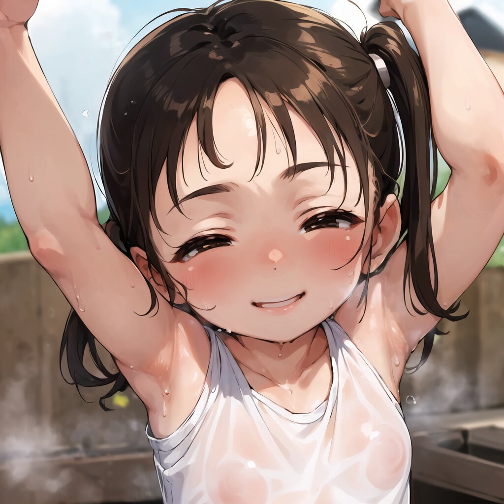 汗だく透け少女