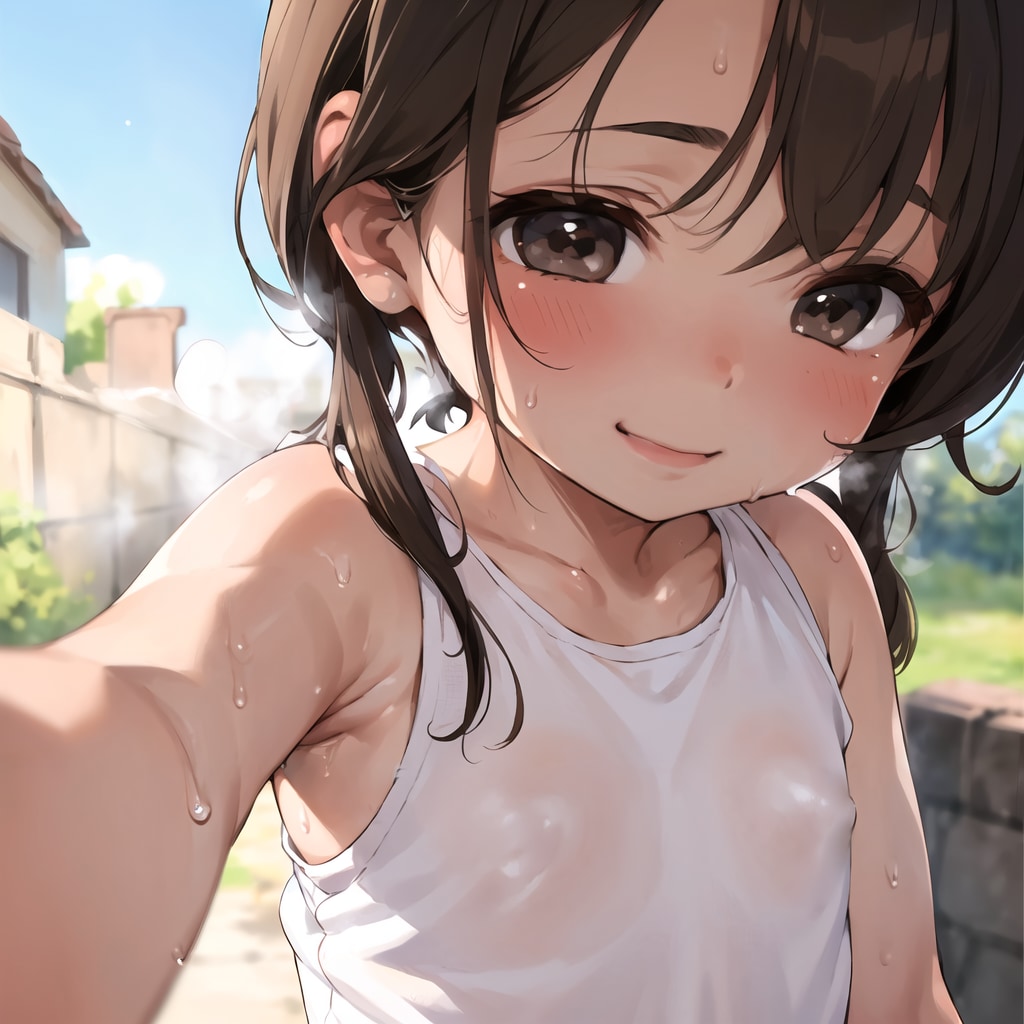 汗だく透け少女