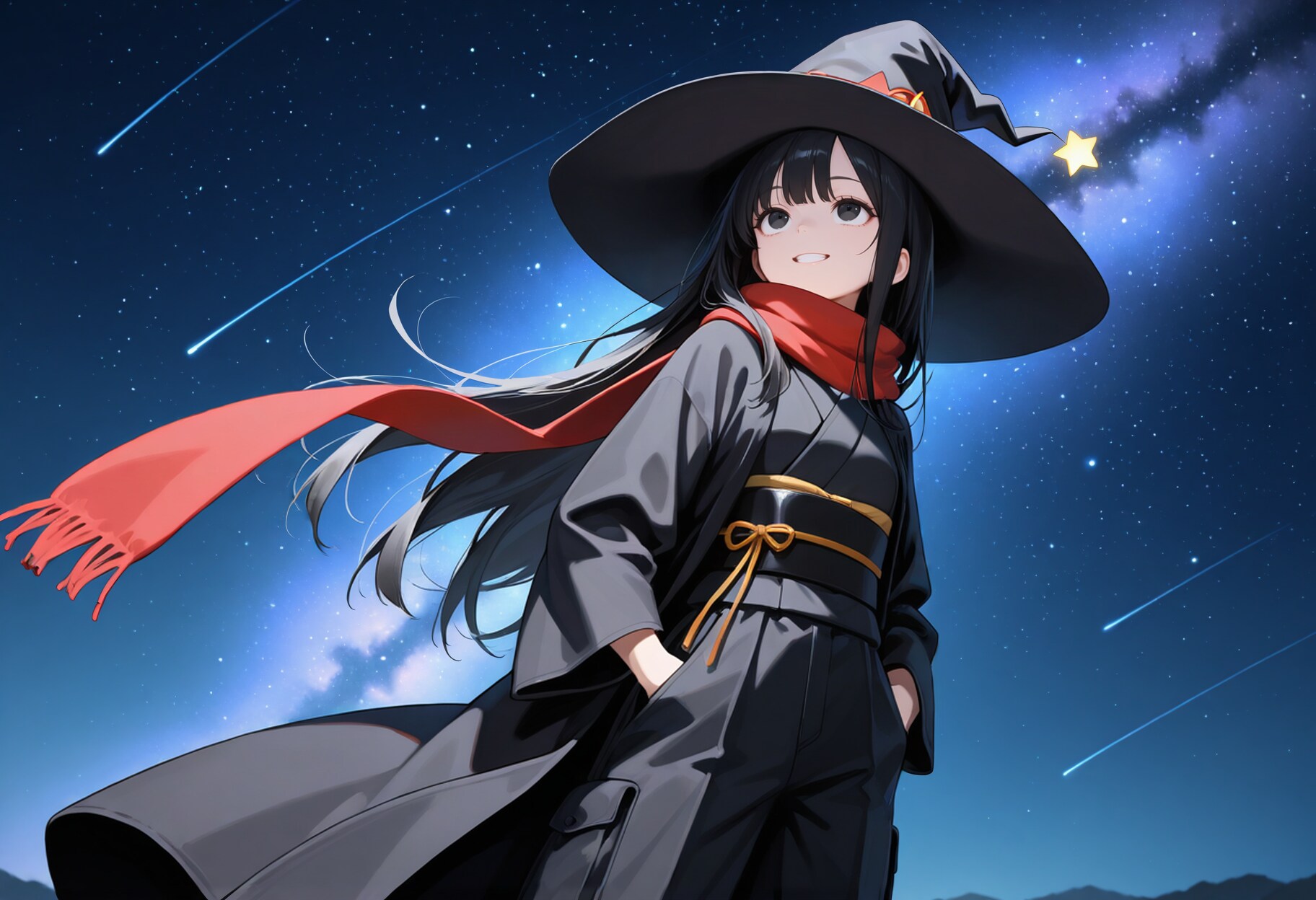 星空を見上げる魔女さん