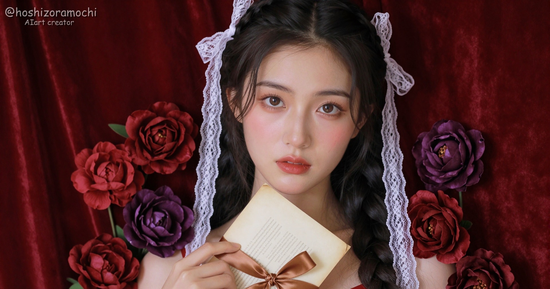 深紅の薔薇に囲まれて🌹手紙に託した、ちょっぴり甘くて秘密の恋心