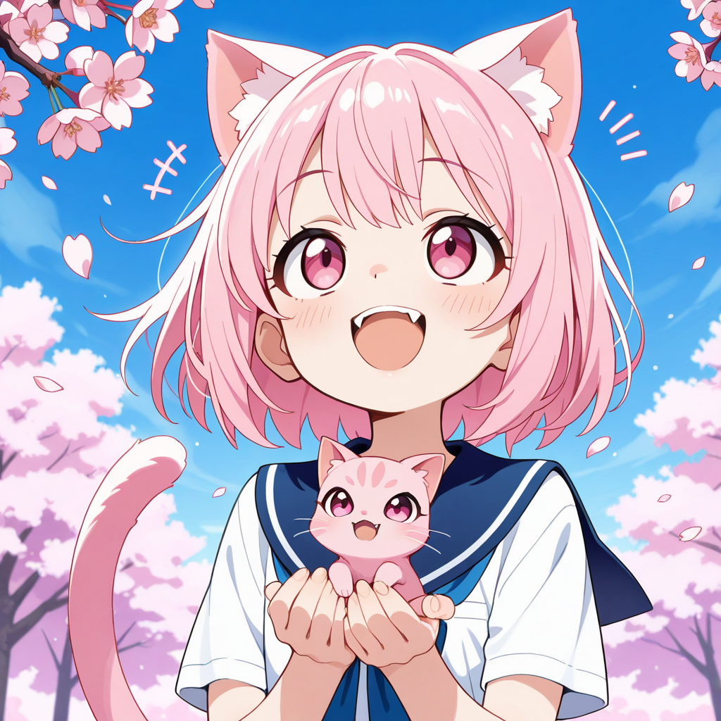 おはにゃみをするねこちゃんと子ねこ