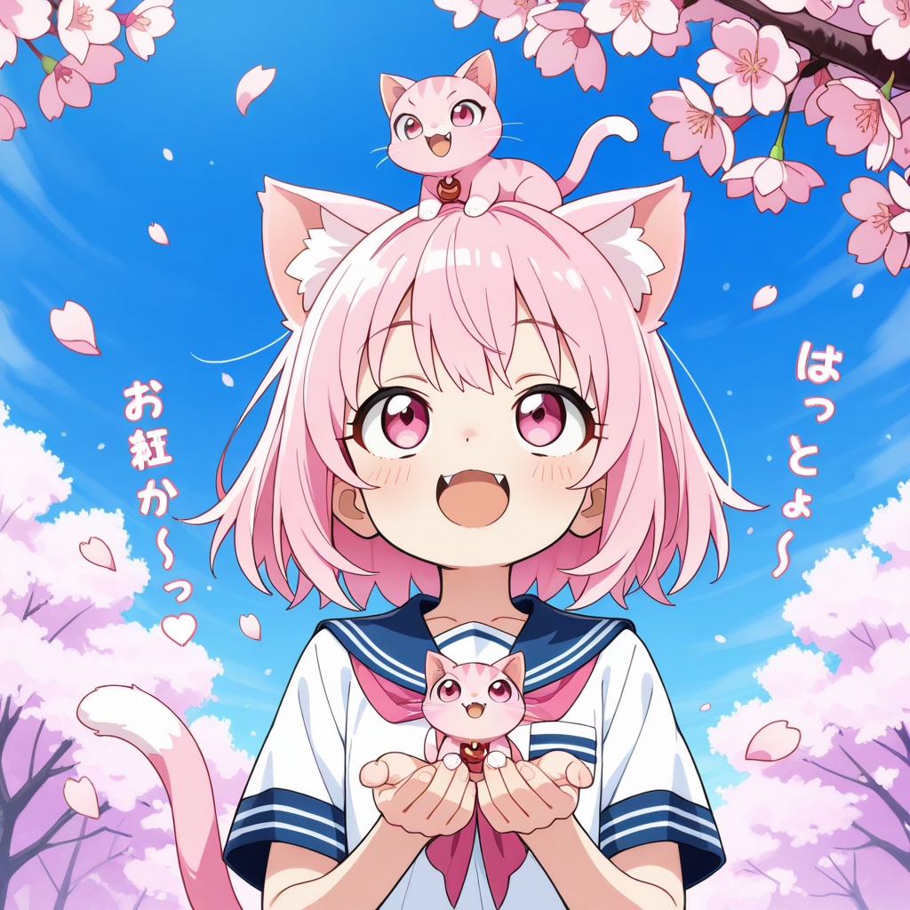 おはにゃみをするねこちゃんと子ねこ