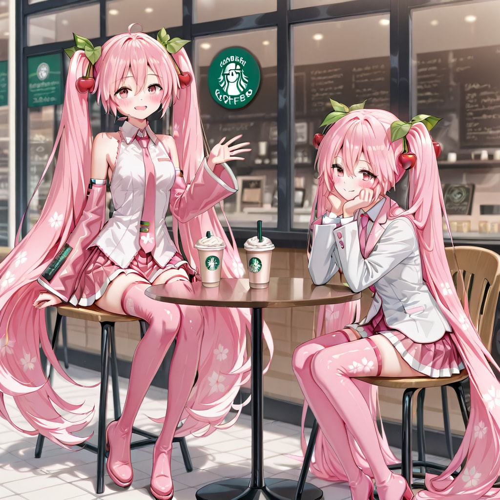 QILIN 桜ミク 喫茶店 | の人気AIイラスト・グラビア