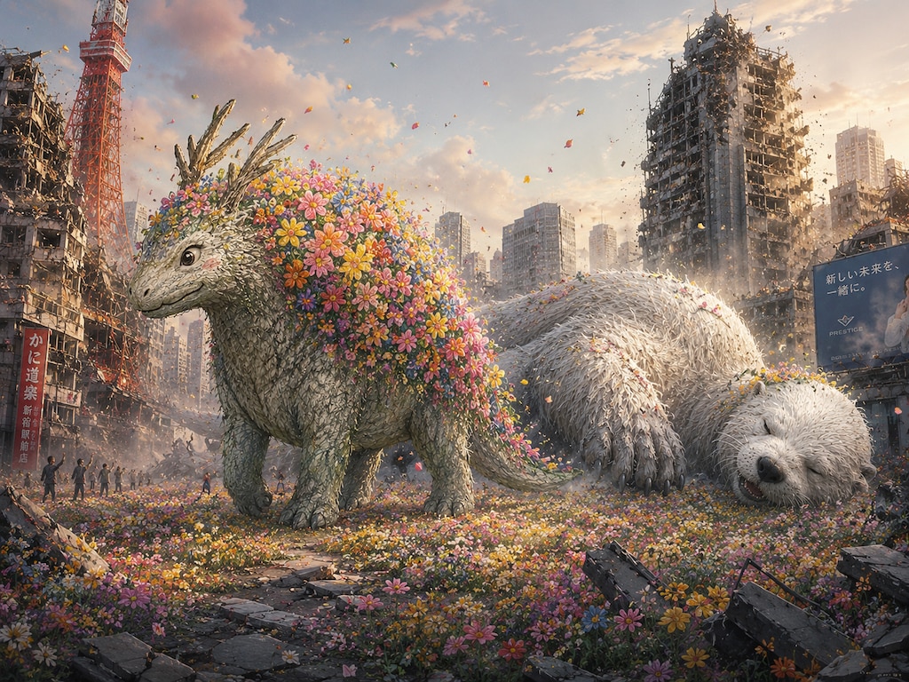 海獣白ラッコ vs  お花怪獣ハルミチ！