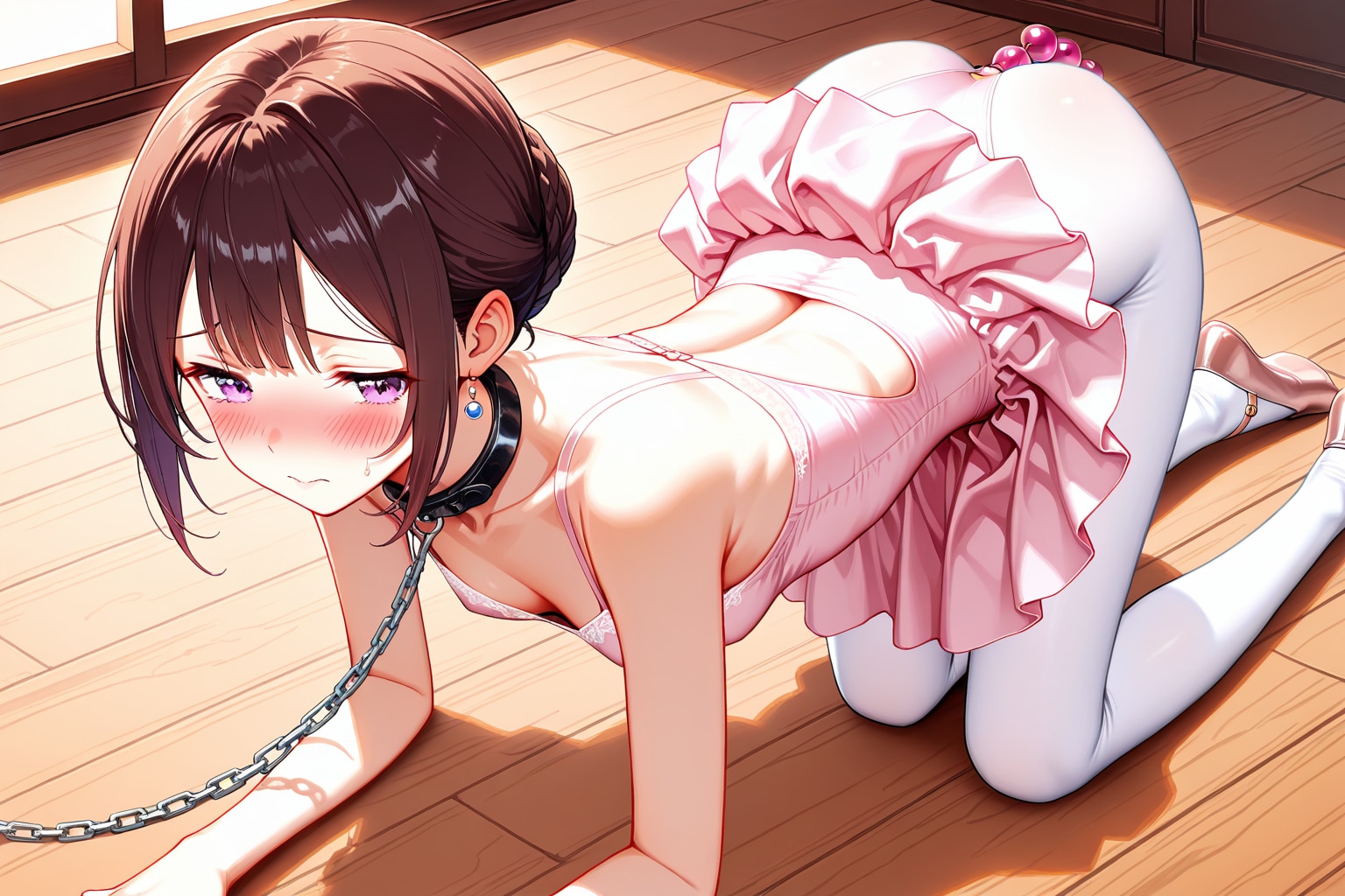 犬の気持ちを知る為に尻尾を付けられた女の子