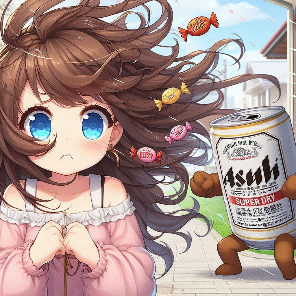 お菓子が風で飛ばされちゃった小さな女の子