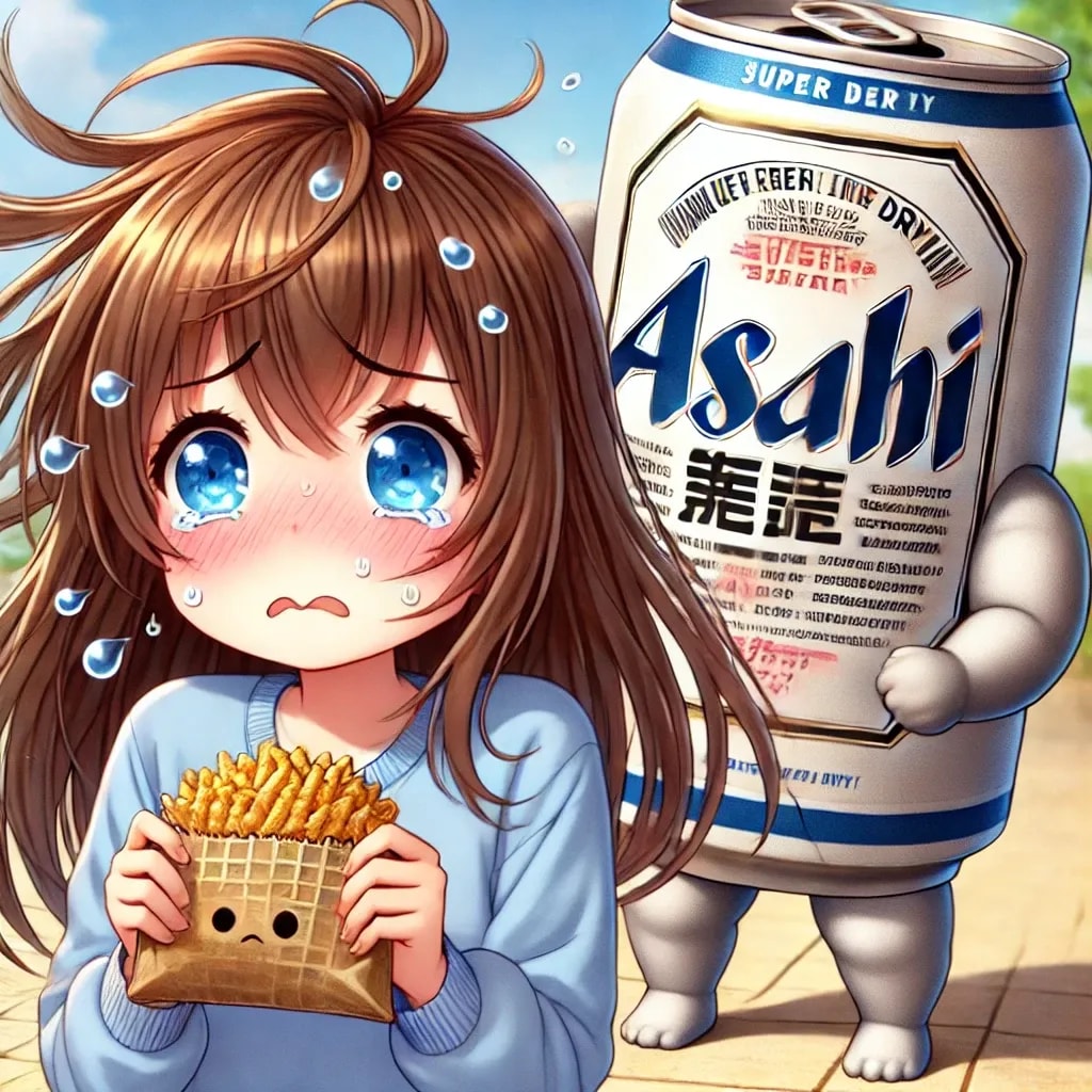 お菓子が風で飛ばされちゃった小さな女の子